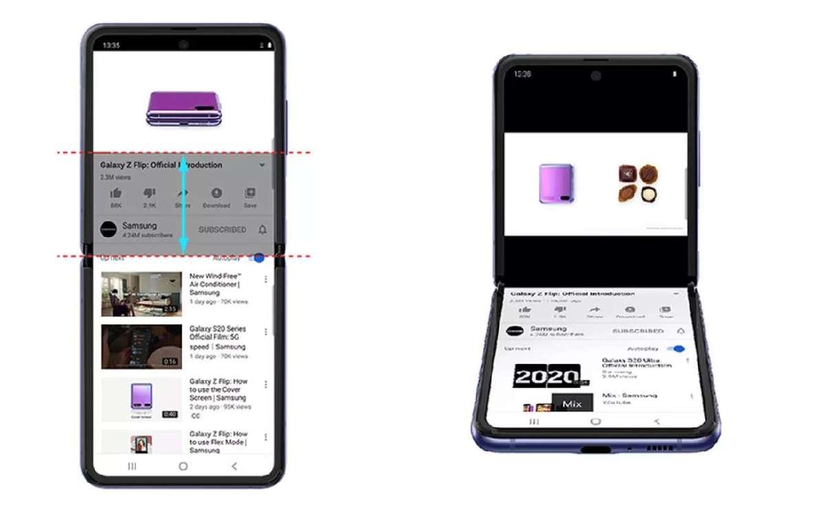 Samsung Galaxy Z Flip, Bölünmüş İki Ekranla Youtube Deneyimi Sunuyor